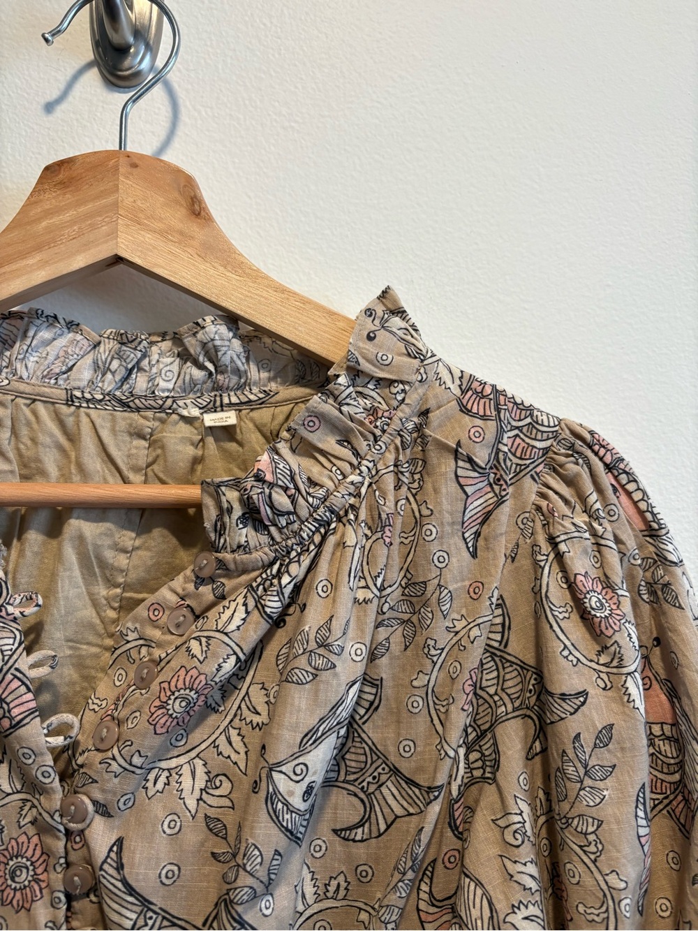 Anthropologie || Let Me Be Celeste Mini Dress Block Print Fish Cream XS - Picture 5 of 11